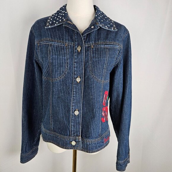 Ohio State Buckeyes Denim Jacket Small Embroidered Patchwork Blue - Picture 6 of 14